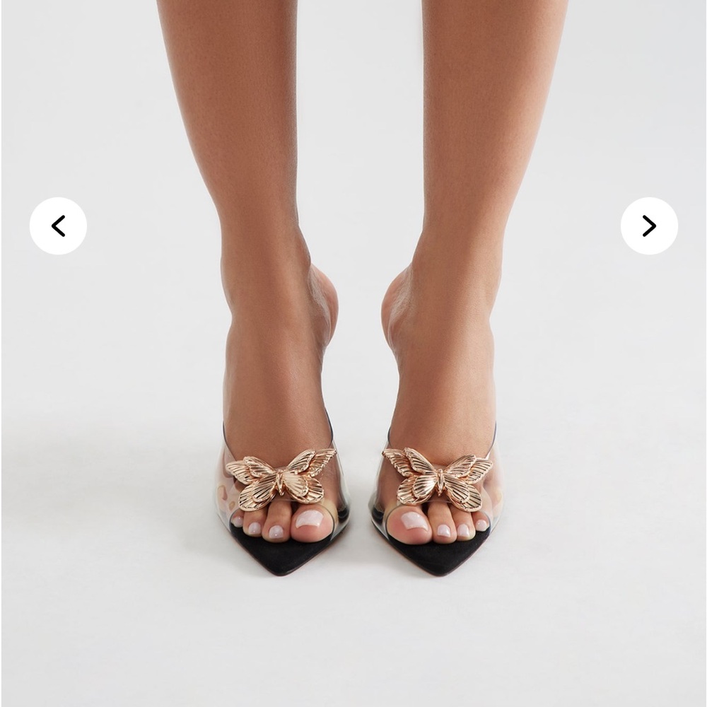 Fashion Nova Elegant Black and Gold Butterfly Women's Heels